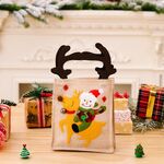 Borsa tote con decorazioni natalizie per cavalcare cervi Borsa regalo per cartoni animati di caramelle per bambini, stile: pupazzo di neve con corna