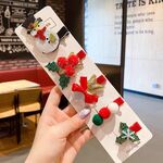 5 pezzi/set set di forcine natalizie con fiocco per pupazzo di neve, clip a becco d'anatra, accessori per capelli carini per bambini, stile: n. 1 pupazzo di neve
