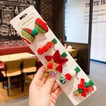 5 pezzi / set Set di forcine natalizie con fiocco di pupazzo di neve, clip a becco d'anatra, accessori per capelli carini per bambini, stile: N. 3 fiocchi a 5 stelle