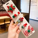 5 pz/set Set di forcine di Natale Pupazzo di neve con fiocco a becco d'anatra Clip per bambini Accessori per capelli carini, Stile: NO.5 Pentagono