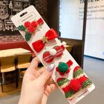 5 pezzi/set set di forcine natalizie con fiocco per pupazzo di neve, clip a becco d'anatra, accessori per capelli carini per bambini, stile: NO.6 farfalla