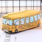 Astuccio per matite di cancelleria per studenti di autobus di cartone animato Scatola di cancelleria in tela di grande capacità (giallo)