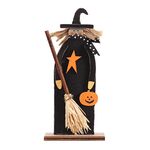 Decorazioni di Halloween Strega Fantasma Ornamento in legno dipinto Puntelli decorativi per feste, Stile: Scopa strega