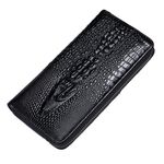 Portafoglio da uomo lungo da lavoro con motivo coccodrillo, pochette multi carte (nero)