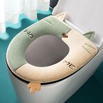 Copriwater universale caldo per WC in pelle scamosciata per la casa (verde + bianco)