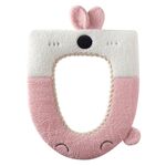 Sedile WC universale lavabile in cartone animato coniglio, cuscino per sedile WC lavorato a maglia ispessito (rosa)