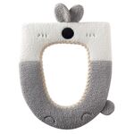 Sedile WC universale lavabile in cartone animato coniglio, cuscino per sedile WC lavorato a maglia ispessito (grigio)