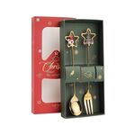 2 pz/pacco A410 Cucchiaio agitatore natalizio Forchetta da dessert Regalo per stoviglie Stella della vigilia di Natale