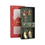 2 pezzi/pacco B410 Cucchiaio agitatore natalizio Forchetta da dessert Regalo per stoviglie stella della vigilia di Natale
