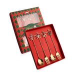 Set regalo di posate con ciondolo a forma di stella, cucchiaio e forchetta in acciaio inox, 4 pezzi/pacco, specifica: 410 cucchiaio forchetta