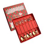 Set regalo di posate e posate natalizie in acciaio inossidabile da 6 pezzi/pacco, stile: 410 pentagramma+scatola rossa