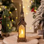 Lampade decorative natalizie a forma di chiesa, luce notturna, candela elettronica, a lume di candela, stile: alce