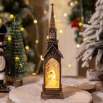 Lampade decorative natalizie a forma di chiesa Luce notturna Candela elettronica a lume di candela, Stile: Pupazzo di neve