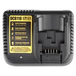DCB118 Per caricabatterie per utensili elettrici Dewalt 12V-20V, spina: AU (nero)