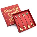 4 pezzi/pacco regalo di Natale cucchiaio forchetta da frutta per dessert e caffè, stile: B