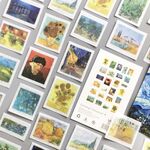 50 pezzi/pacco adesivi per manuale piccoli adesivi freschi materiale diario fai da te, stile: Fan Gogh