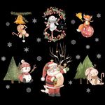 Decorazione della finestra di Natale Poster Adesivi murali in vetro con Babbo Natale Alce Fiocco di neve, Stile: SD-12 30x90 cm