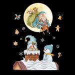 Decorazione della finestra di Natale Poster Adesivi murali in vetro con Babbo Natale Alce Fiocco di neve, Stile: SD-2208 30x45 cm