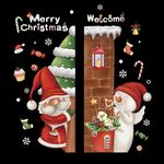 Decorazione della finestra di Natale Poster Adesivi murali in vetro con Babbo Natale Alce Fiocco di neve, Stile: SD-2209 45x60 cm