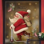 Adesivi murali con decorazioni natalizie per finestre in vetro del centro commerciale di Babbo Natale da 30x45 cm
