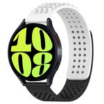 Per Samsung Galaxy Watch 6 44mm 20mm Fori Cinturino in silicone traspirante con punti 3D (bianco + nero)