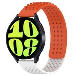 Per Samsung Galaxy Watch 6 44mm 20mm Fori Cinturino in silicone traspirante con punti 3D (arancione + bianco)