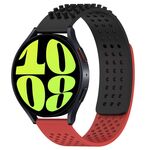 Per Samsung Galaxy Watch 6 40mm 20mm Fori Cinturino in silicone traspirante con punti 3D (nero + rosso)