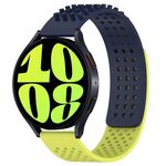 Per Samsung Galaxy Watch 6 40mm 20mm Fori Cinturino in silicone traspirante con punti 3D (blu notte + verde lime)