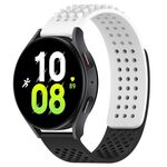 Per Samsung Galaxy Watch 5 44mm 20mm Fori Cinturino in silicone traspirante con punti 3D (bianco + nero)