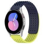 Per Samsung Galaxy Watch 5 40mm 20mm Fori Cinturino in silicone traspirante con punti 3D (blu notte + verde lime)