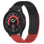 Per Samsung Galaxy Watch 5 Pro 45mm 20mm Fori Cinturino in silicone traspirante con punti 3D (nero + rosso)