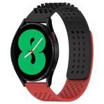 Per Samsung Galaxy Watch 4 44mm 20mm Fori Cinturino in silicone traspirante con punti 3D (nero + rosso)