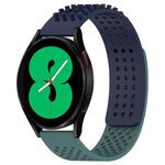 Per Samsung Galaxy Watch 4 44mm 20mm Fori Cinturino in silicone traspirante con punti 3D (blu notte + verde oliva)