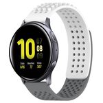 Per Samsung Galaxy Watch Active 2 40mm 20mm Fori Cinturino in silicone traspirante con punti 3D (bianco + grigio)