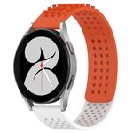 Per Samsung Galaxy Watch 4 40mm 20mm Fori Cinturino in silicone traspirante con punti 3D (arancione + bianco)