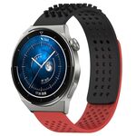 Per Huawei Watch GT3 Pro 43mm 20mm Fori Cinturino in silicone traspirante con punti 3D (nero + rosso)