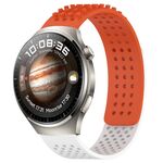 Per Huawei Watch 4 Pro Cinturino in silicone traspirante con punti 3D da 22 mm (arancione + bianco)