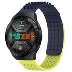 Per Huawei Watch GT 2E Cinturino in silicone traspirante con punti 3D con fori da 22 mm (blu notte + verde lime)