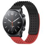 Per Xiaomi MI Watch S1 cinturino in silicone traspirante con punti 3D da 22 mm (nero + rosso)