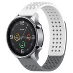 Per Xiaomi MI Watch Colore 22mm Fori Cinturino in silicone traspirante con punti 3D (bianco + grigio)