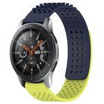 Per Samsung Galaxy Watch 46mm 22mm Fori Cinturino in silicone traspirante con punti 3D (blu notte + verde lime)