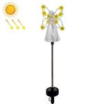 Luce solare da giardino con angelo, decorazione per esterni, patio, giardino, luce con presa a terra (giallo)