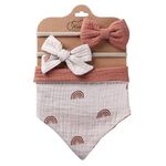 Asciugamano 3 in 1 per bambini che sbava, set di bavaglini impermeabili con fascia per capelli triangolare stampata su entrambi i lati in cotone, stile: DP069-6