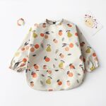 Bavaglino a maniche lunghe, impermeabile, lavabile, facile da pulire, con tasca, taglia: M (arancio pera)