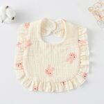 Bavaglino per la pappa con volant per neonati Asciugamano per saliva in morbido cotone, stile: coniglietto rosa