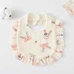 Bavaglino per la pappa con volant per neonati Asciugamano per saliva in morbido cotone, stile: Cherry Bunny