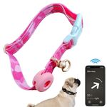 Per AirTag Tracker Custodia in silicone Collare per cani medio Collare per animali domestici riflettente in nylon antigroviglio, Taglia: M (Rosa)