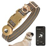Per AirTag Tracker Custodia in silicone Collare per cani medio Collare per animali domestici riflettente in nylon antigroviglio, Taglia: L (Verde militare)