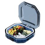 Mini scatola portapillole sigillata e compartimentata portatile Scatola dispensatrice settimanale per capsule mattutine e serali, stile: 4 griglie blu