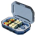 Mini scatola portapillole sigillata e compartimentata portatile Scatola dispensatrice settimanale per capsule mattutine e serali, stile: 6 griglie blu